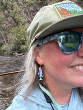 Load image into Gallery viewer, Rainbow Trout Threader Earrings / Trout Dangle Earrings by Nelly Rose Jewelry