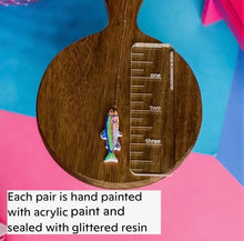 Load image into Gallery viewer, Rainbow Trout Threader Earrings / Trout Dangle Earrings by Nelly Rose Jewelry