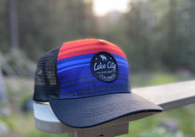 Load image into Gallery viewer, Hat, Lake City, CO Moose and Elevation, Sunset Stripe