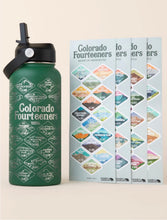 Load image into Gallery viewer, Colorado Fourteener 32oz Bucket List Water Bottle w/ Stickers