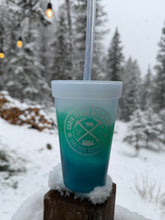 Load image into Gallery viewer, Silicone Squeezable Pint w/ Lid &amp; Straw, Sea Spray, CFM Logo, Silipint™️