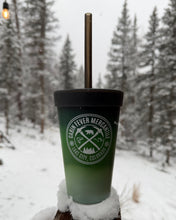 Load image into Gallery viewer, Silicone Squeezable Pint w/ Lid &amp; Straw, Evergreen, CFM Logo, Silipint™️